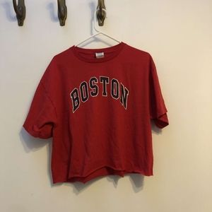 Red Cropped Boston Tee